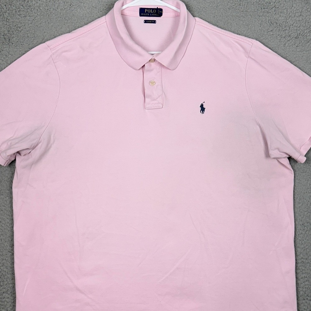 Polo Ralph Lauren Polo Shirt Mens 2XL Classic Fit Pink Rugby Pony Short Sleeve